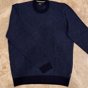 BOSS Men's Dark Blue Crewneck Sweater